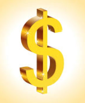 Gold dollar sign on a beige background