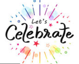 Text 'Let's Celebrate' with colorful confetti on a white background